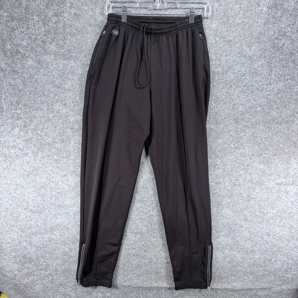 SportHill Women's Medium Black Athletic Pants Zip Pockets Ankle Zippers Stretch